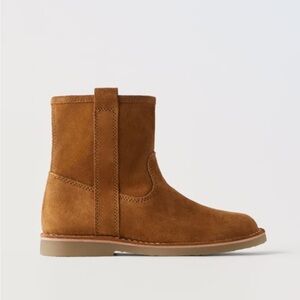 Zara girl biker leather suede ankle boot brown Size 1 EUR 32 NEW